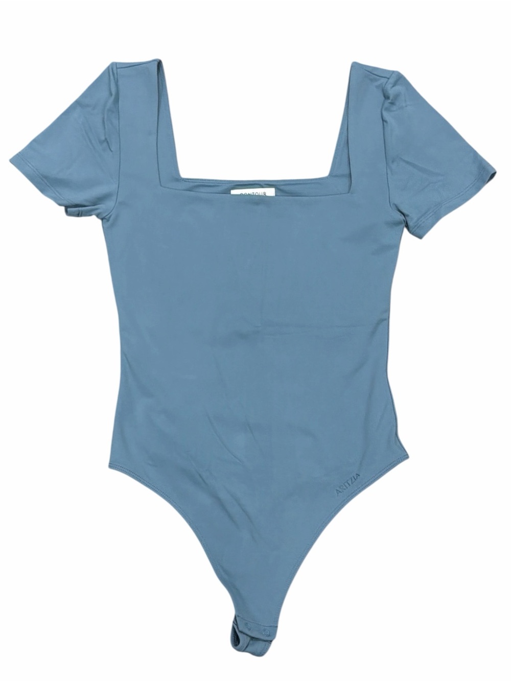 Aritzia Contour Square Neck Dusty Blue Short Sleeve Bodysuit